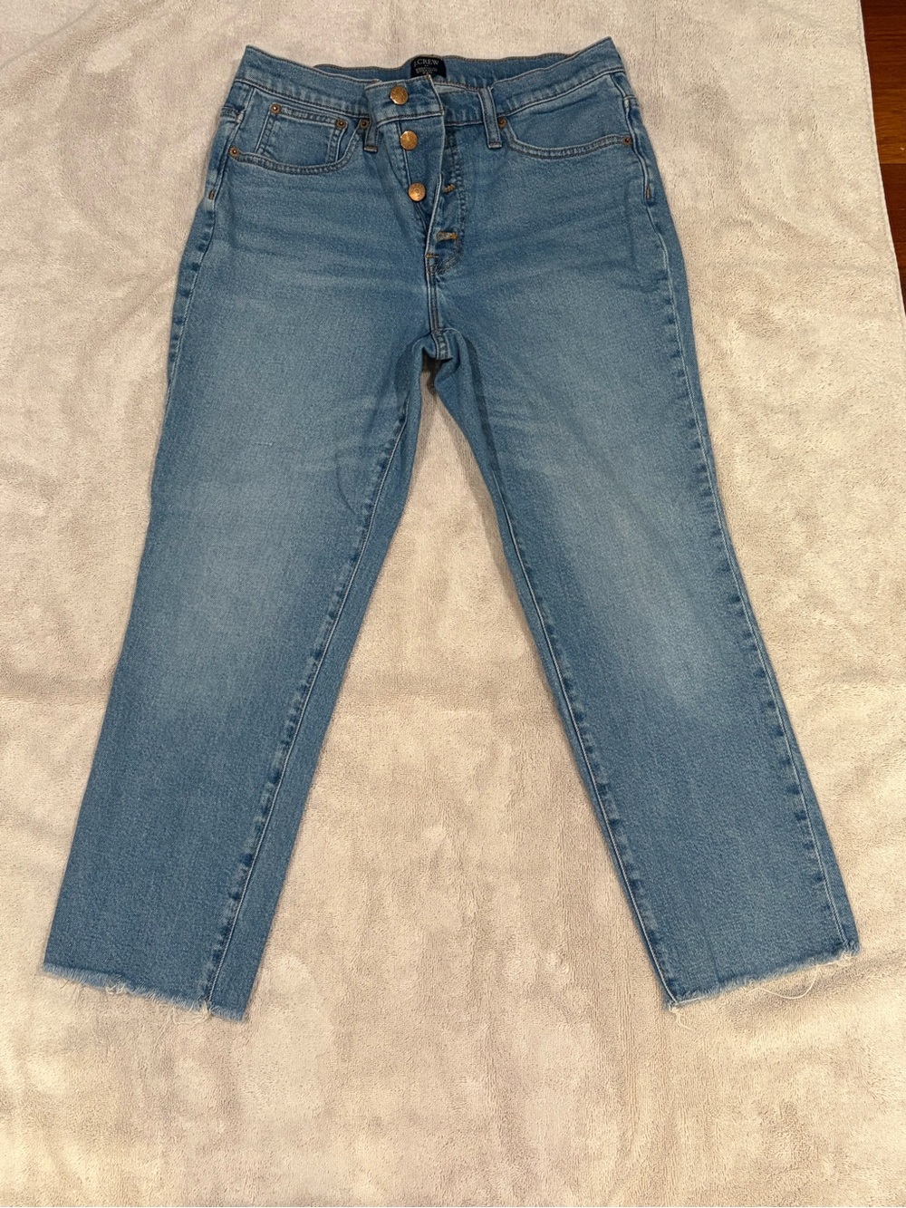 J Crew Factory Essential Straight - Button-Fly Women’s Jeans - Light Blue